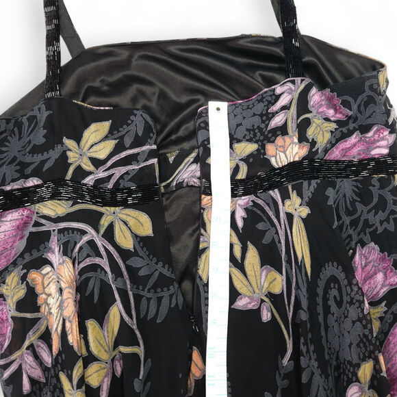 Eva Blue Petite Beaded Floral Midi Dress VTG Boho Whimsygoth Wednesdaycore 10P - Picture 7 of 8